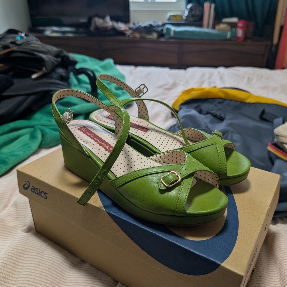 Green Retro Wedge Sandals From b.a.i.t Shoes